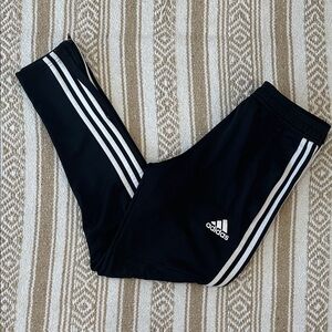 Adidas Black Joggers with White Stripes  *damage*